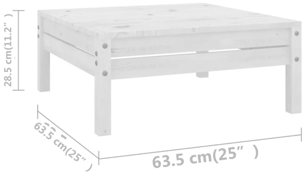 Set Salotto da Giardino 10 pz in Legno Massello di Pino Bianco