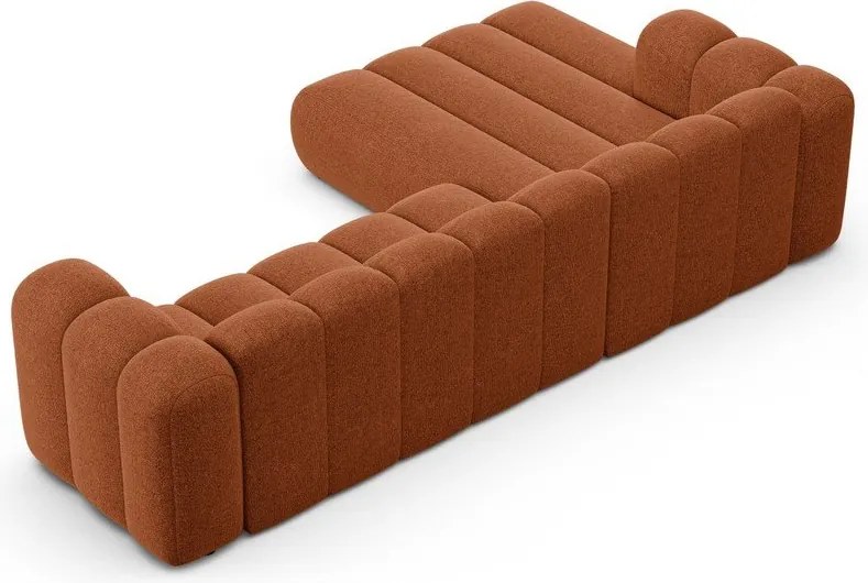 Divano angolare color mattone (con penisola a sinistra/con chaise lounge) con rivestimento in ciniglia Lupine – Micadoni