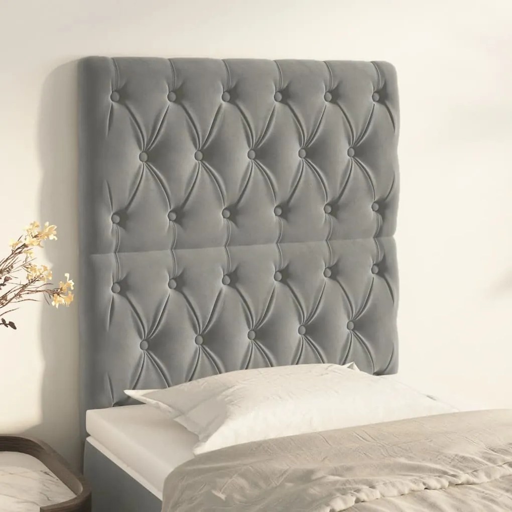Testiera 2 Pz Grigio Chiaro 80x7x78/88 Cm İn Velluto /