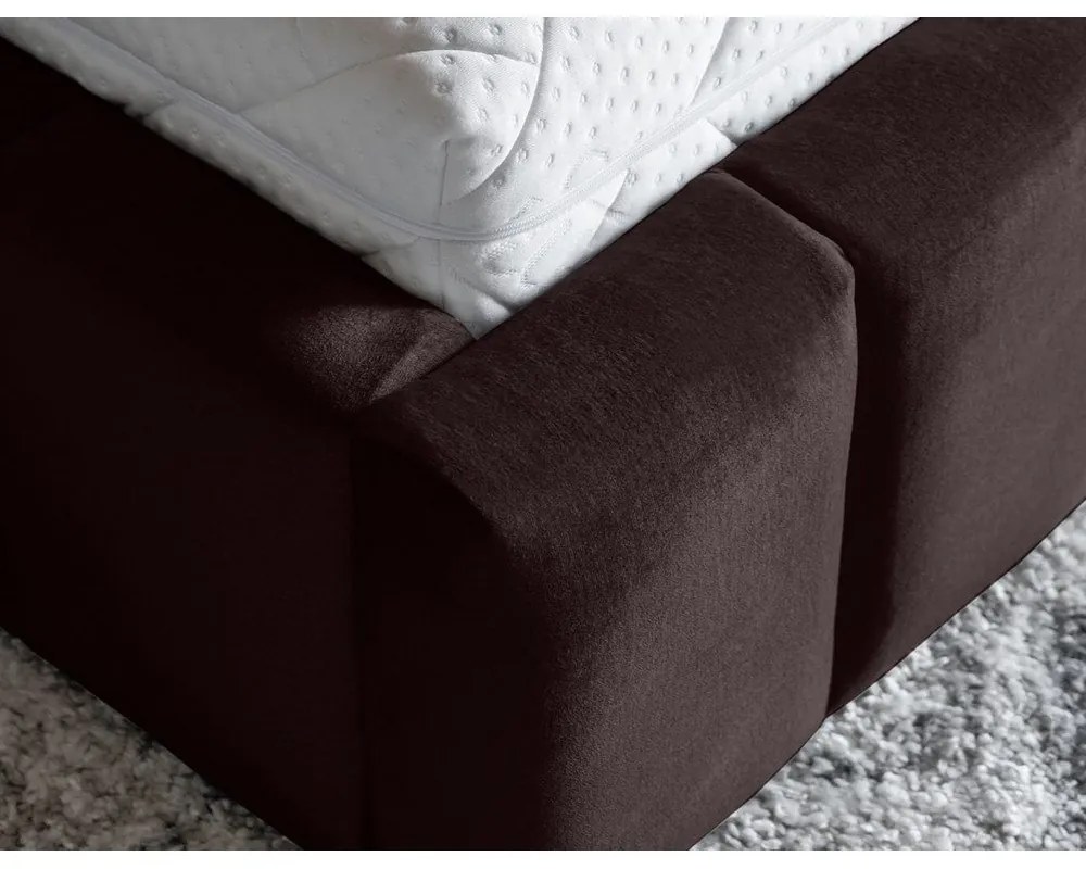 Letto matrimoniale imbottito marrone scuro con contenitore con rete inclusa 140x200 cm Lamica – ELTAP