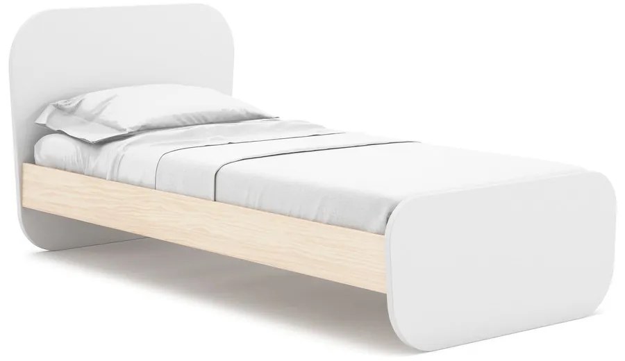 Letto da bambini bianco con effetto pino con rete inclusa 90x190 cm Esteban – Marckeric
