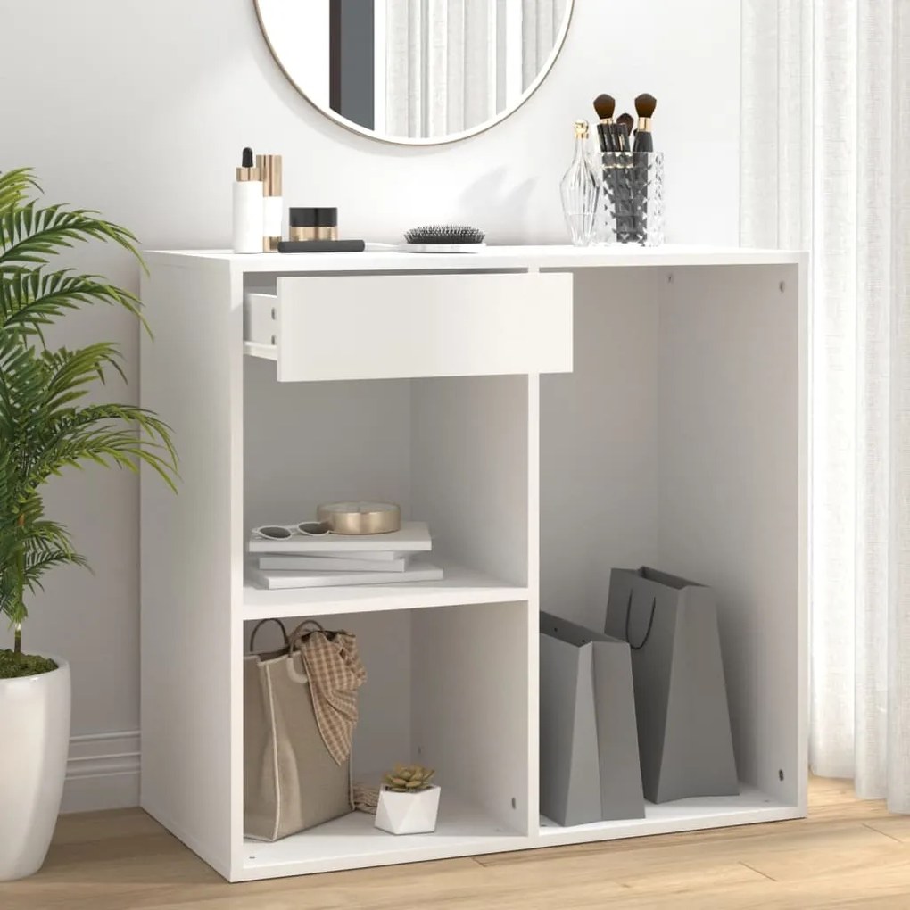 Armadietto Per Cosmetici Bianco 80x40x75cm İn Legno Multistrato /