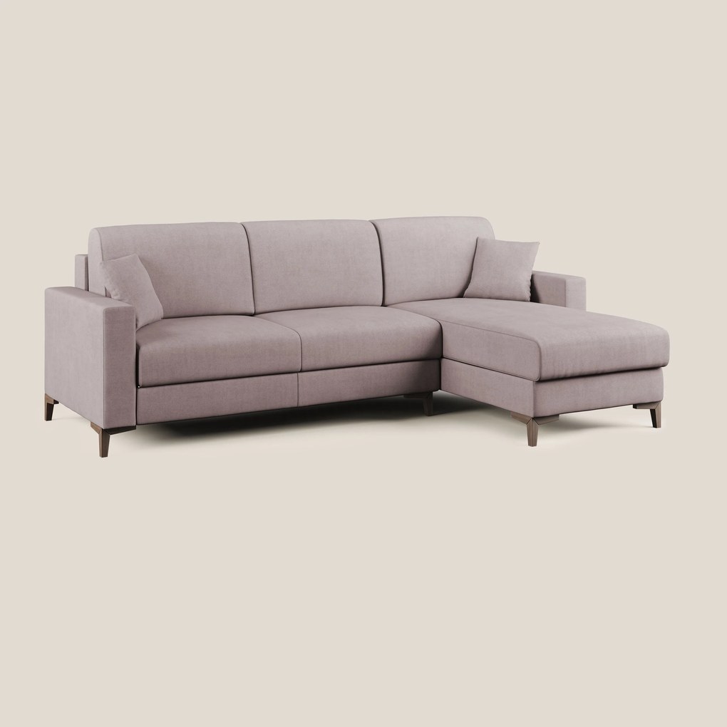 Kafka divano letto angolare in morbido tessuto impermeabile T02 rosa