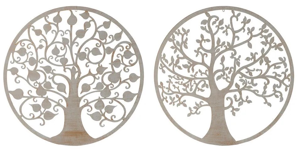 Decorazione da Parete DKD Home Decor Bianco Metallo Albero (2 pcs) (100 x 1 x 100 cm)