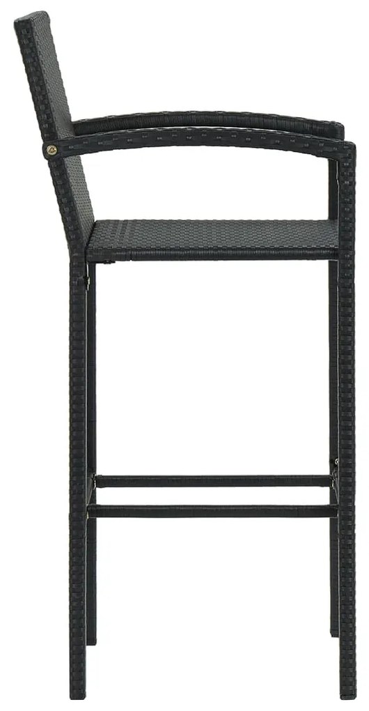 Set Bar da Giardino 5 pz in Polyrattan Nero