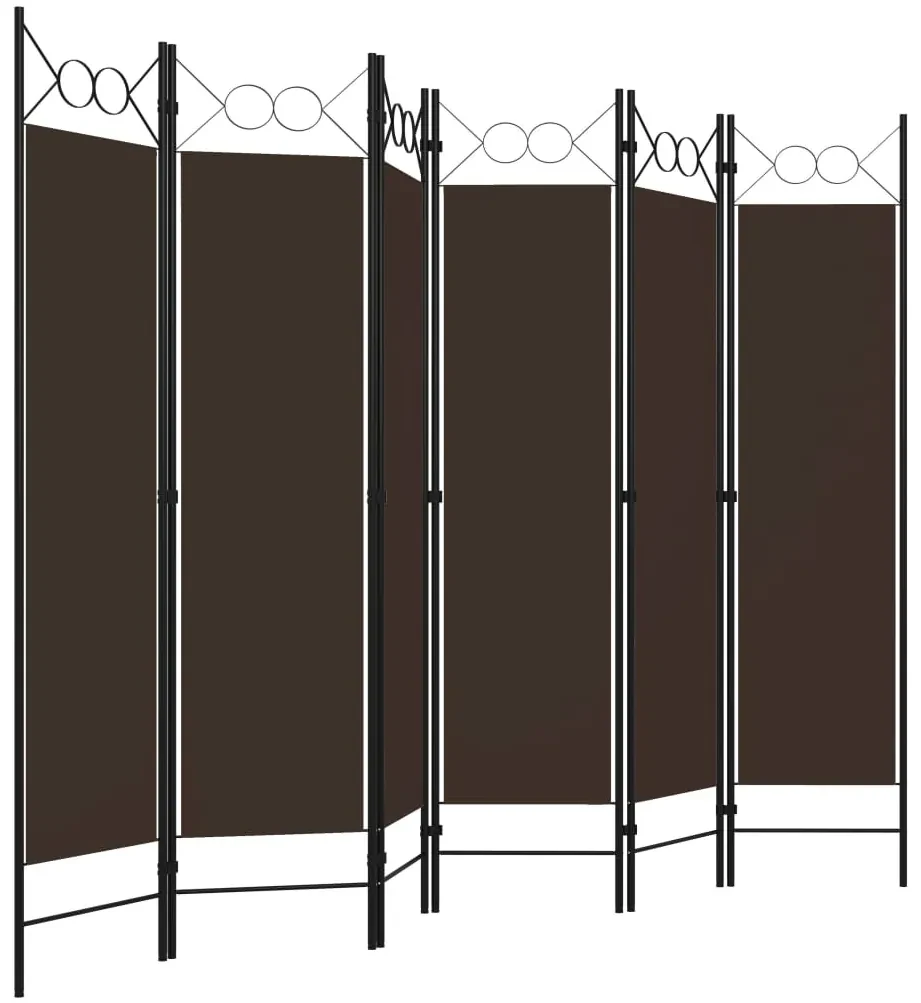 Paravento a 6 pannelli marrone 240x180 cm