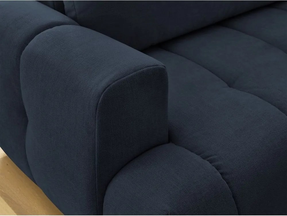 Divano angolare blu scuro allungabile e con contenitore (penisola a destra/a L) con rivestimento in ciniglia Fuji – Bobochic Paris