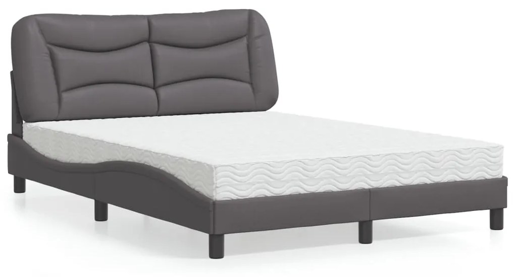 Letto Con Materasso Grigio 140x200 Cm İn Similpelle /