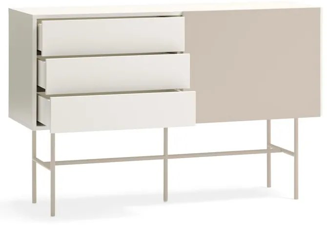Cassettiera beige/color crema con porte scorrevoli 140x91x45 cm Nube – Teulat