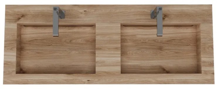 Lavabo a incasso rettangolare doppia vasca IDEEA L 120 x H 12 cm in legno beige opaco