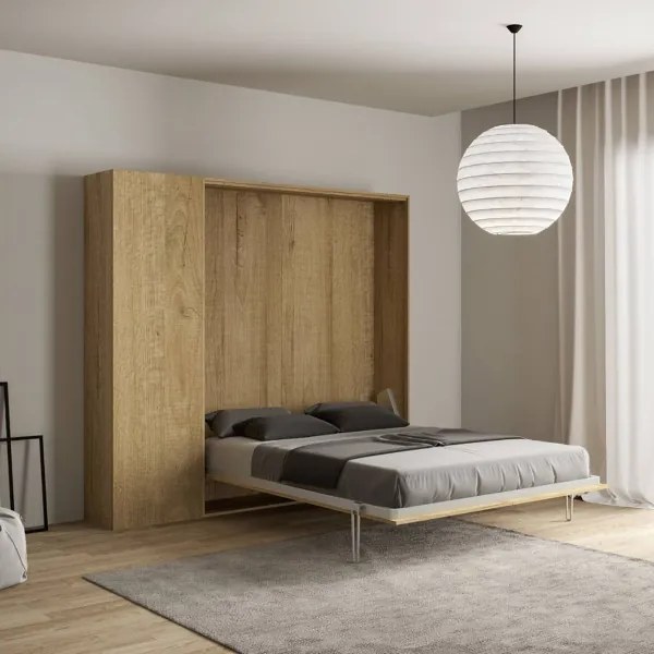Letto a scomparsa matrimoniale 160 cm con colonna Quercia KENTARO