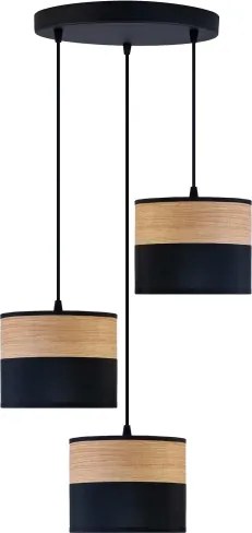 Lampadario a sospensione con cavo ALBA 3xE27/15W/230V diam. 40 cm nero/marrone