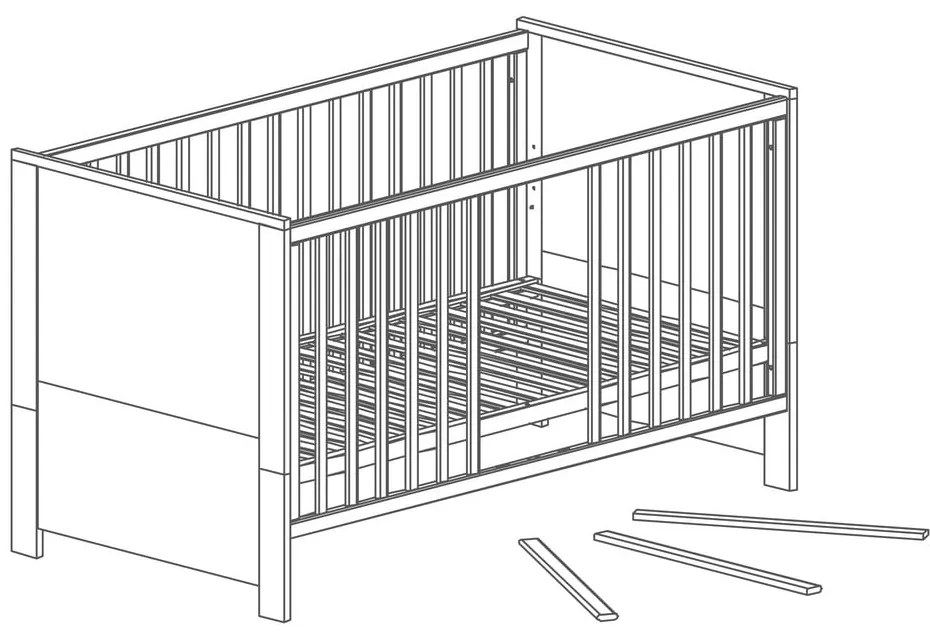 Lettino in colore bianco e naturale 70x140 cm Olaf - Roba