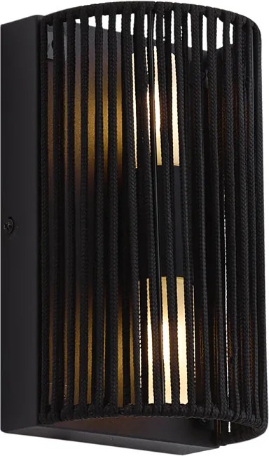 Lampada da parete Japandi nera con corda IP44 - Jayla
