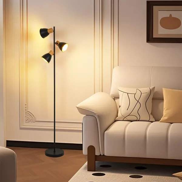 Brilagi - Lampada da terra ODENSE 3xE14/10W/230V legno di caucciù/nero