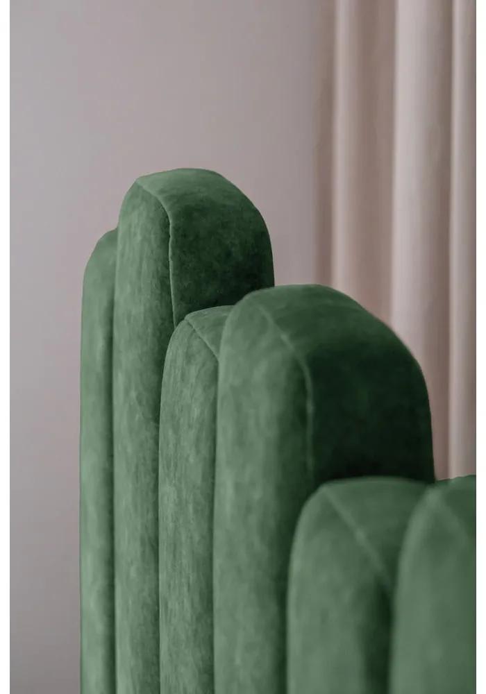 Letto matrimoniale imbottito verde con vano contenitore con griglia 160x200 cm Dreamy Aurora - Miuform