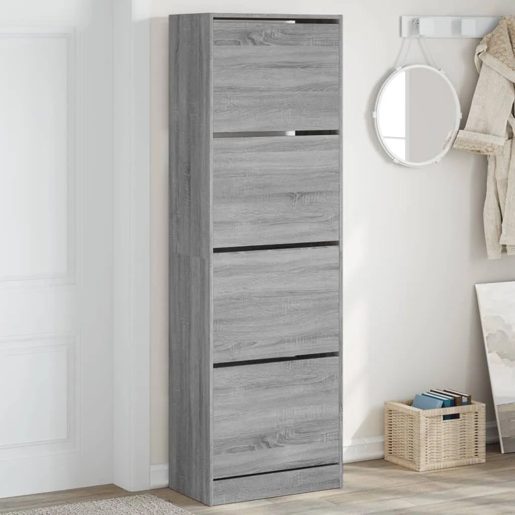Scarpiera 4 Cassetti Ribaltabili Grigio Sonoma 60x34x187,5 Cm /