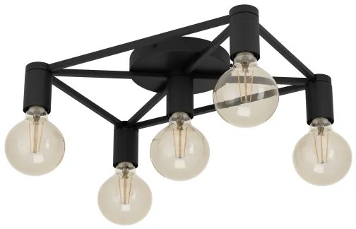 Eglo 43721 - Plafoniera SPEKE 5xE27/40W/230V nero