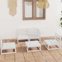 Set Divani da Giardino 5 pz Bianco in Legno Massello di Pino 3075385