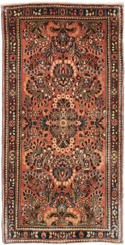 Antik Floreale Rosso Corallo Blu Scuro 63x125 Cm