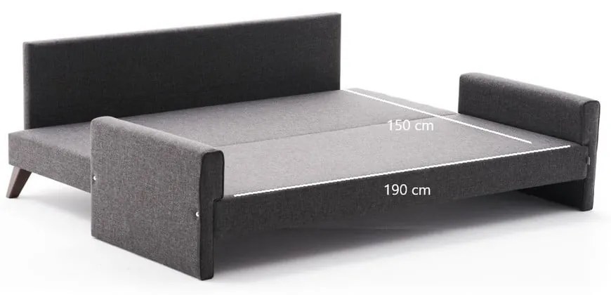 Divano letto antracite 208 cm Bella - Balcab Home