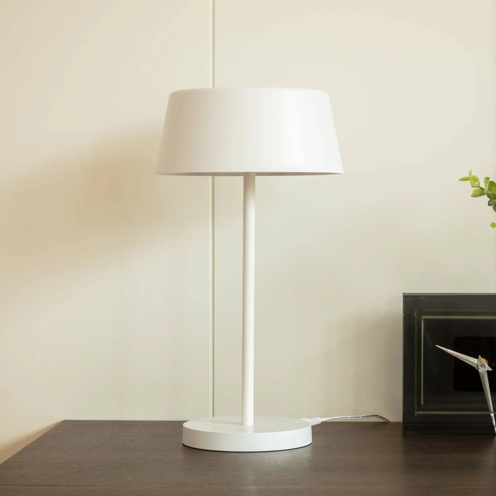 Lampada da tavolo a LED Milica Lindby, dimmerabile, Bianco / Opale, Soggiorno / Sala da pranzo, Metallo, Scandinavo, Lampada da tavolo LED