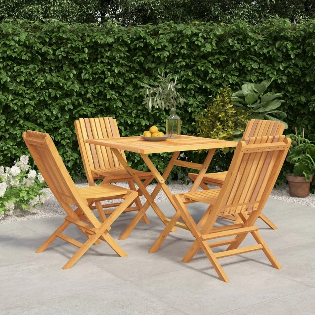 Set Da Pranzo Per Giardino 5 Pz İn Legno Massello Di Teak /