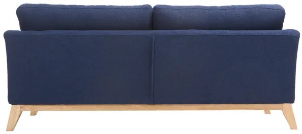 Divano scandinavo 3 posti blu scuro piedi legno OSLO