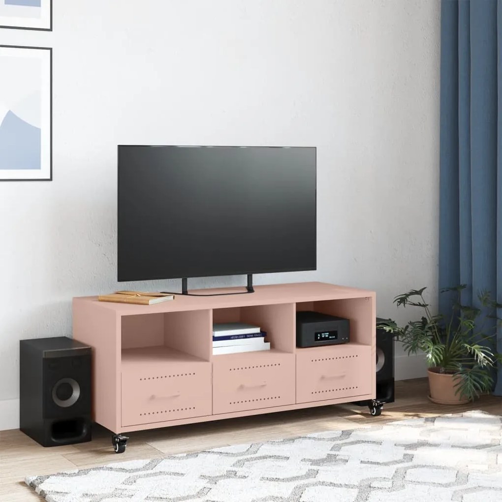 Mobile tv rosa 100,5x39x43,5 cm in acciaio laminato a freddo