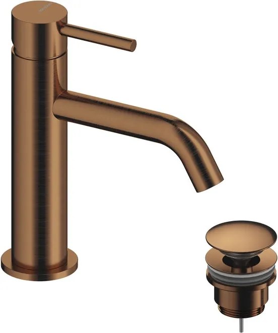 Rubinetto per lavabo a canna bassa getto laminare cristallino Loop oro rosa spazzolato lucido SANYCCES