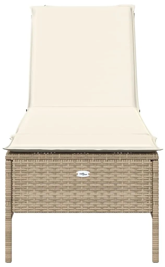 Lettino prendisole con cuscini beige in polyrattan