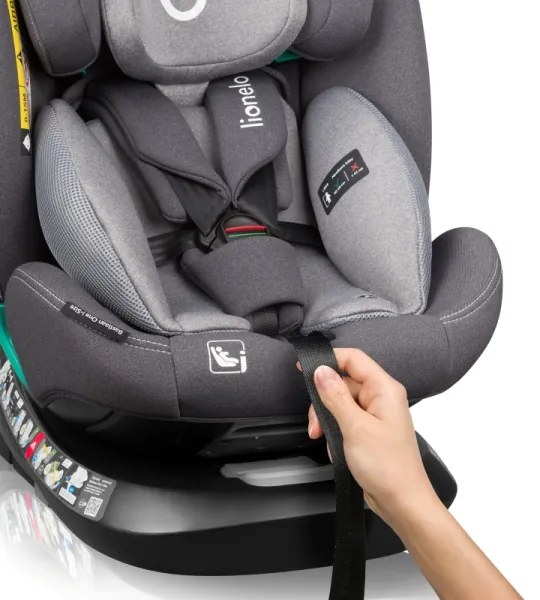 Lionelo - Seggiolino auto con base girevole BASTIAAN ONE i-Size 40-150 cm Grey Stone