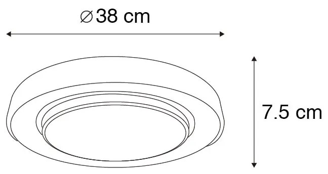 Plafoniera moderna nera 38 cm con LED e RGB - Jochie