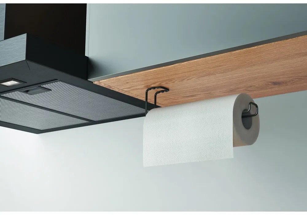 Porta asciugamani da cucina a parete nero - Metaltex