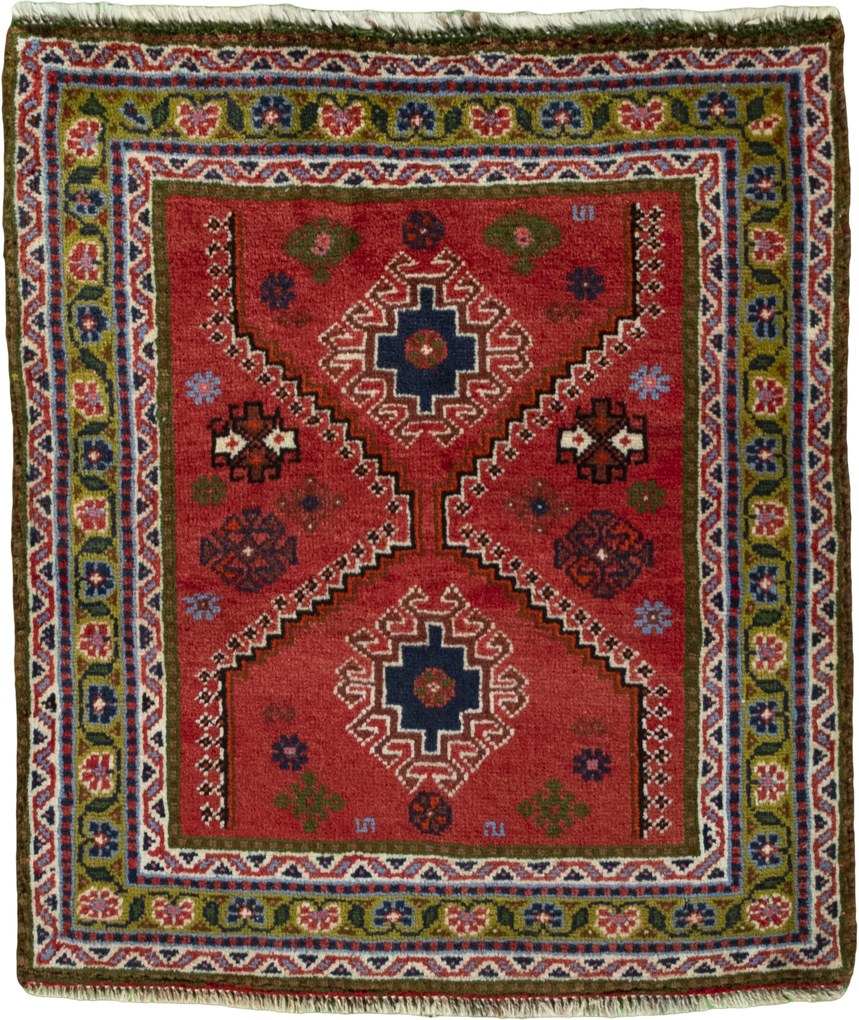 Shiraz Tappeto persiano 60x70 Rosso (Iran) Annodato A Mano