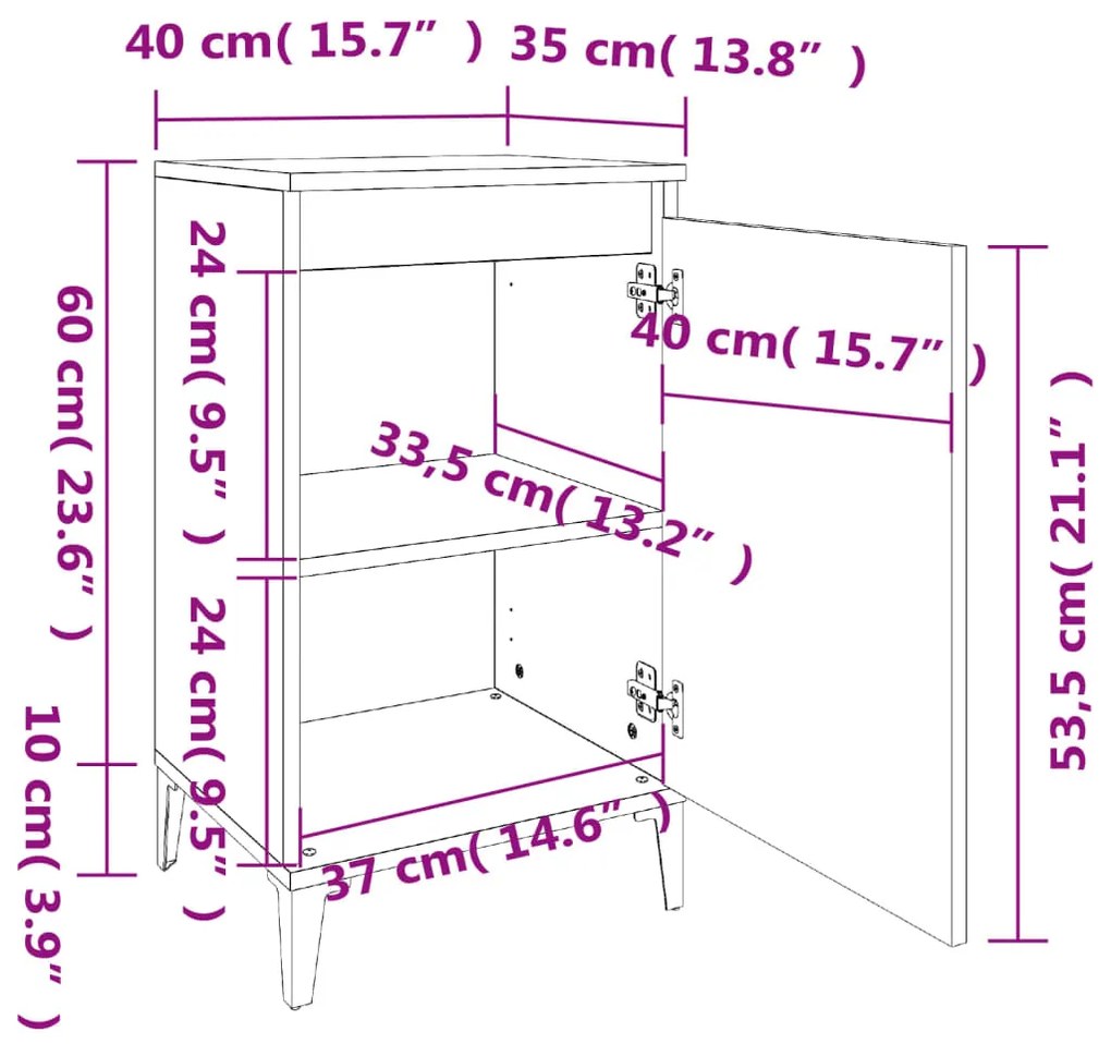 Comodini 2 pz Rovere Sonoma 40x35x70 cm in Legno Multistrato