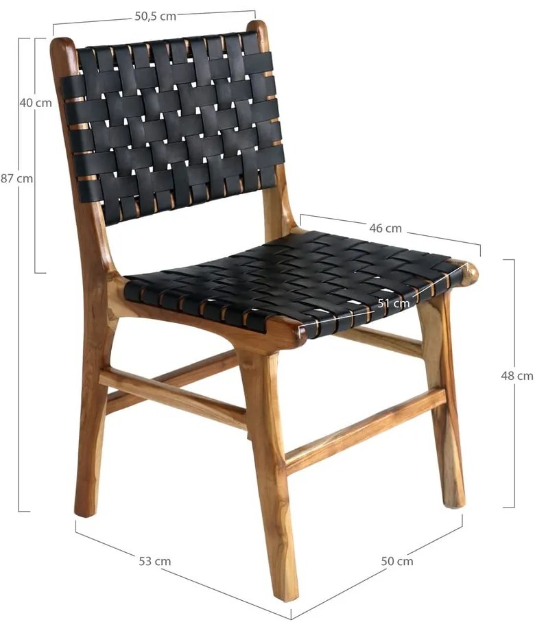 Sedie da pranzo nero-marrone in legno di teak in un set di 2 pezzi Perugia - House Nordic