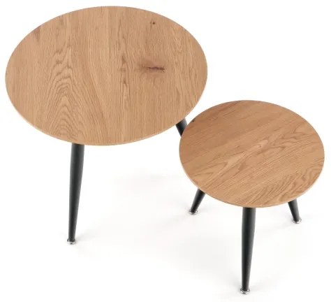 Set di 2 tavolini da salotto ZENYA, rovere/nero