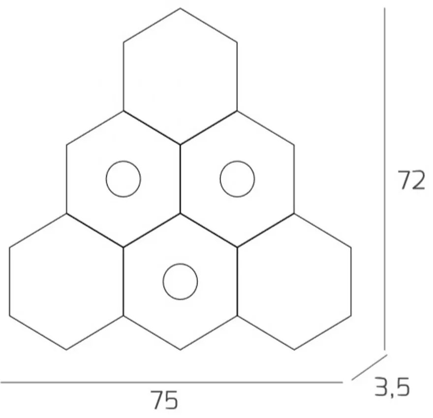 Plafoniera Moderna 6 Moduli Hexagon Metallo Foglia Rame 3 Luci Led 12X3W