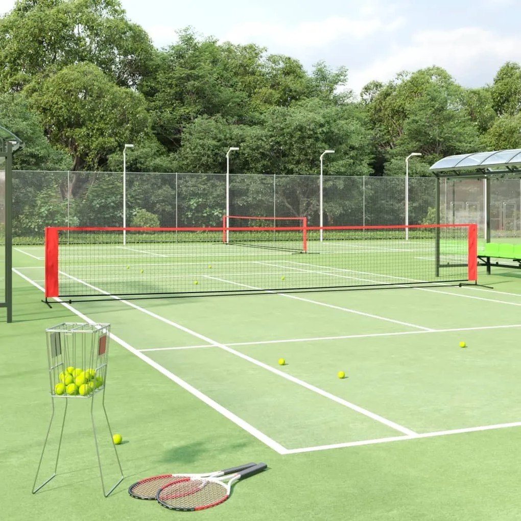 Rete Da Tennis Nera E Rossa 600x100x87 Cm İn Poliestere /