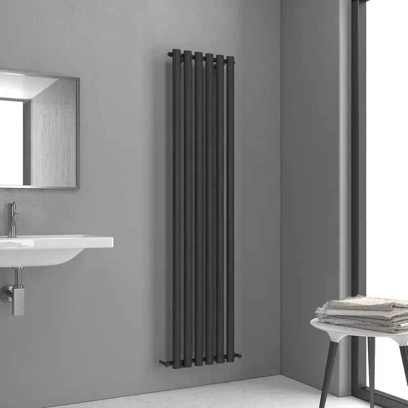 Radiatore bagno 1800x420 mm colore nero opaco 6 elementi verticali KAM-369N - KAMALU