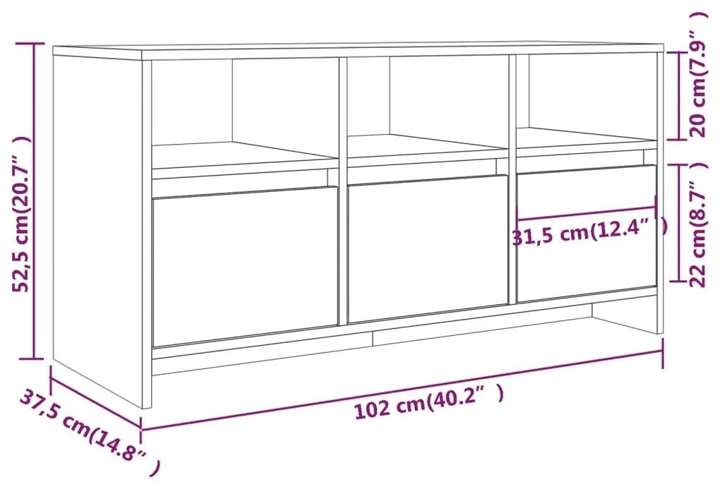 Mobile Porta TV Grigio Cemento 102x37,5x52,5 cm in Truciolato