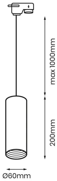 Lampadario su corda per sistema a binario PIPE 1xGU10/25W/230V bianco