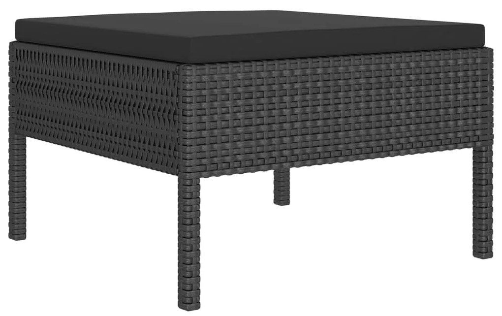 Set Divani da Giardino 5 pz con Cuscini in Polyrattan Nero