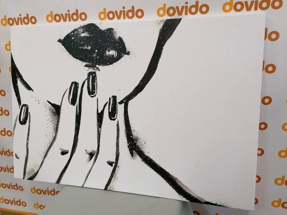 Stampa su tela – Ritratto di donna in acquerello in bianco e nero