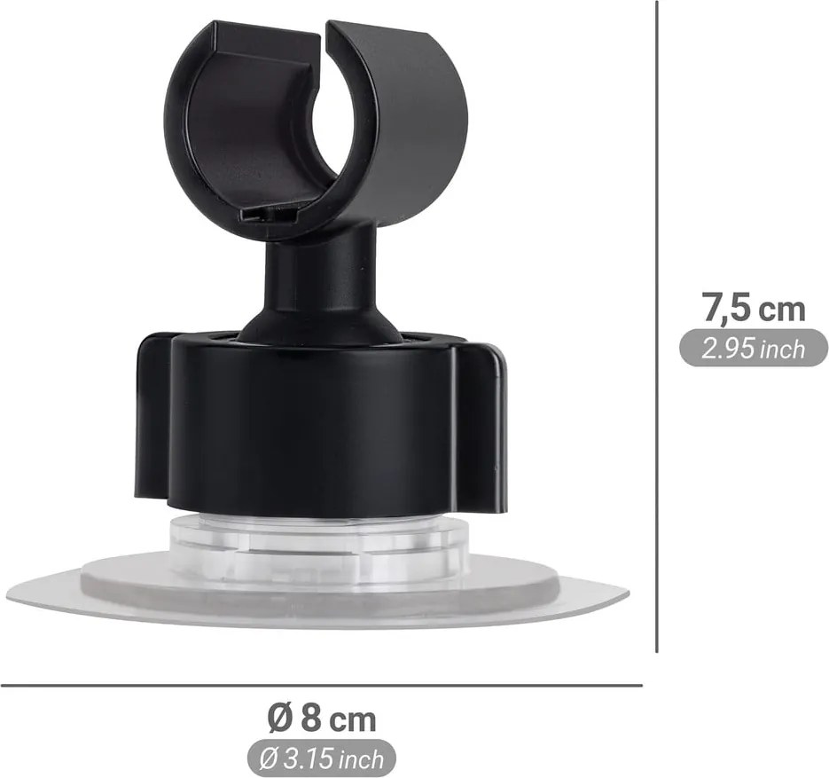 Supporto per soffione doccia senza foratura nero opaco in plastica Libertà – Wenko