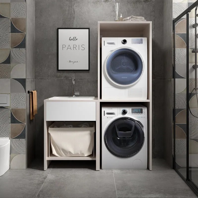 Mobile da bagno sospeso sotto lavabo L 70 x H 92 x P 66 cm bianco, SENSEA Jnka