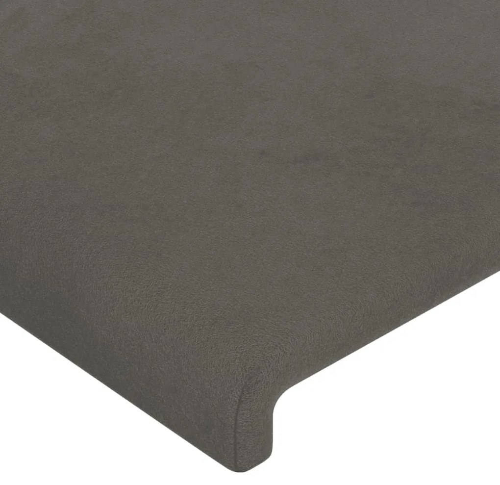 Testiera a led grigio scuro 147x16x118/128cm in velluto