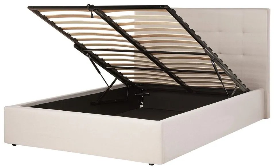 Letto matrimoniale contenitore tessuto beige 140 x 200 cm LORIENT Beliani