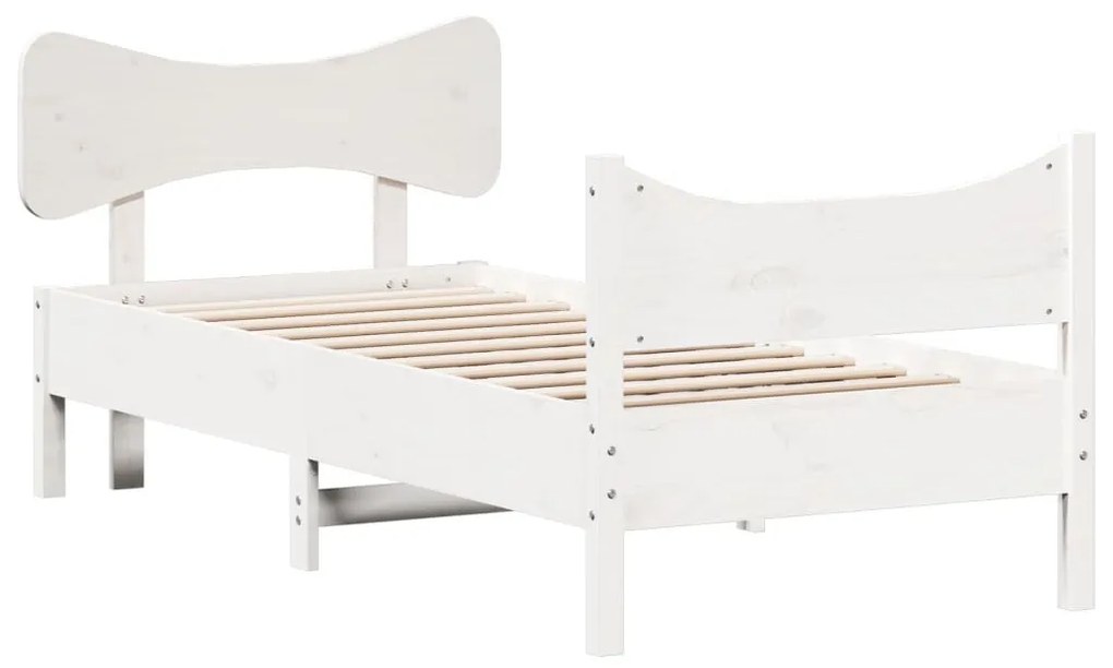 Giroletto con testiera bianco 100x200 cm legno massello di pino